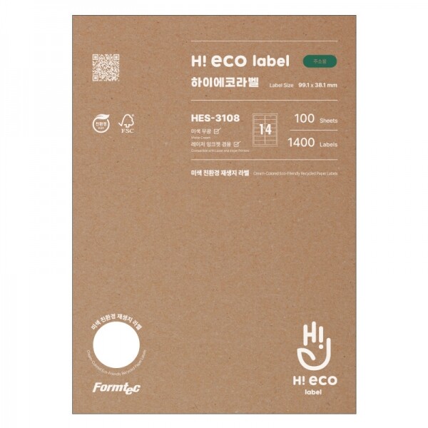 폼샵,하이에코 주소용 라벨 3108,HES-3108,HES3108,HEQ-3108,HEQ3108,레이저,잉크젯,14칸,재생,재생지,재생용지,친환경라벨,하이에코,주소용,라벨,3108,하이에코주소용라벨3108,99.1x38.1,mm,/,A4,20매,100매,선택,99.1x38.1mm/A4/20매100매선택,822